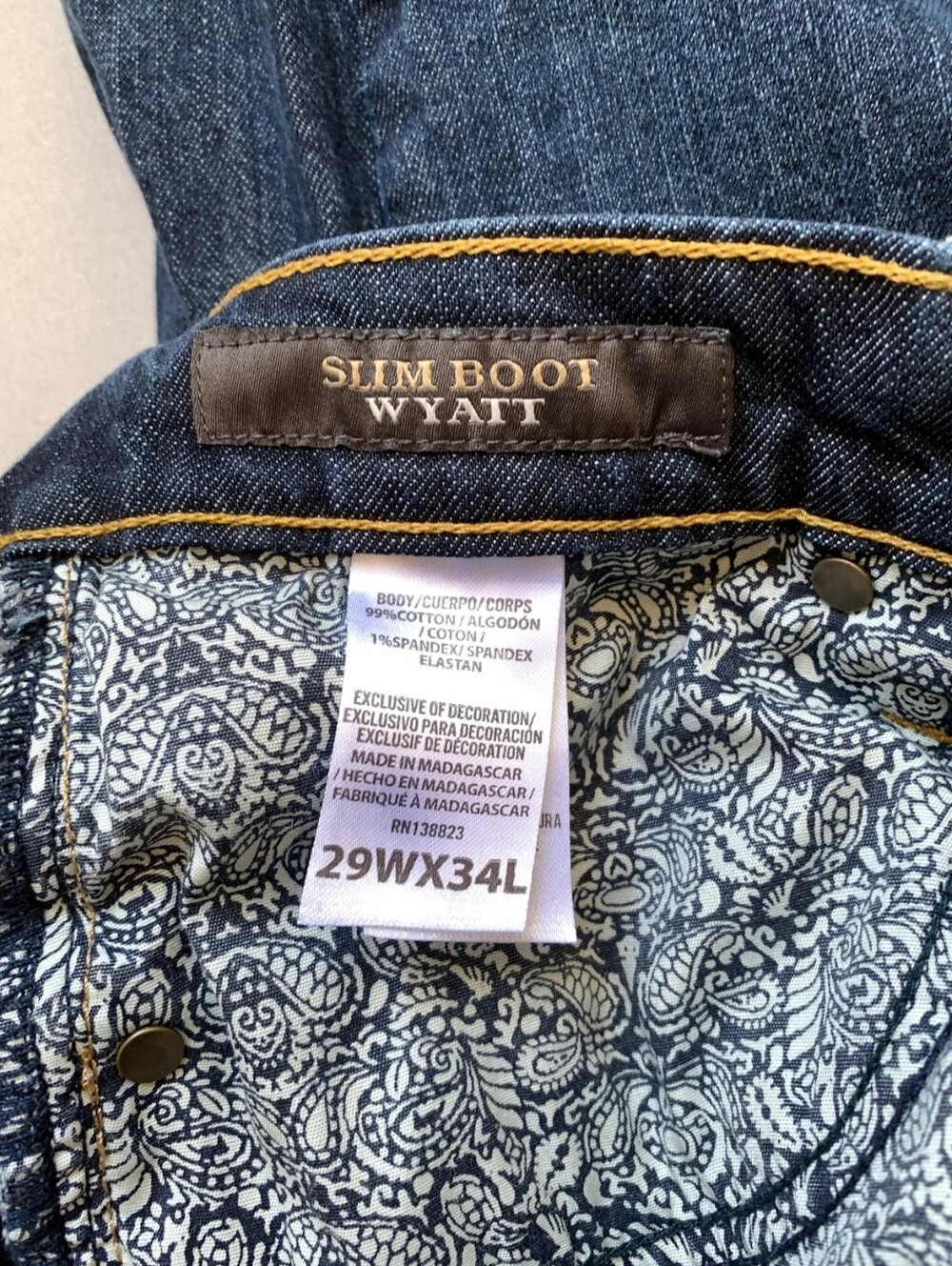 Men's Dark Blue Bootcut Jeans - Picture 5 of 12